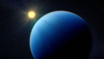 Illustration of Exoplanet TOI-421 b and Its Star